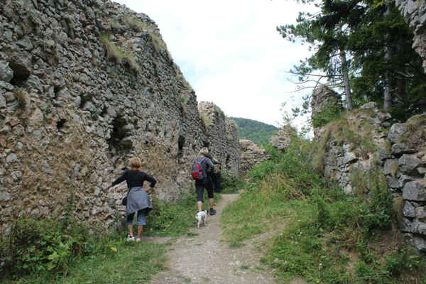 zbytky hradu Vršatec, bohužel okolí hodně zarůstá, za pár let tu nebude nic vidět :-(